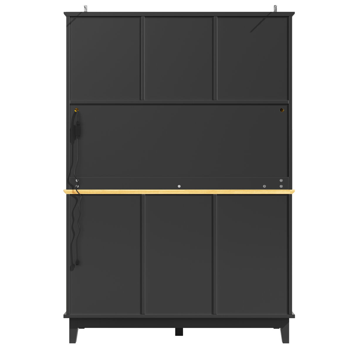 Aparador 120x40x180 cm - com iluminação led, controlo por aplicação, 4 portas e 3 gavetas - preto, natural