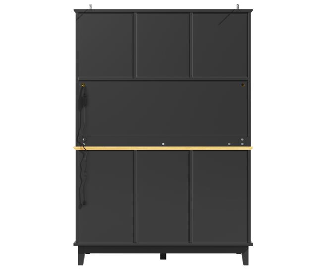 Aparador 120x40x180 cm - com iluminação led, controlo por aplicação, 4 portas e 3 gavetas - preto, natural