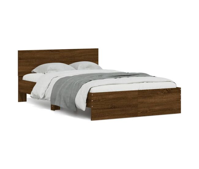 Estrutura de cama de casal para adultos com cabeceira 120x190 cm carvalho castanho