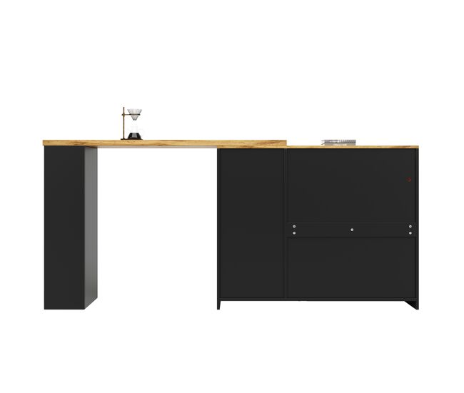 Buffet、móvel de bar deslizante em mdf - com led e várias gamas - preto