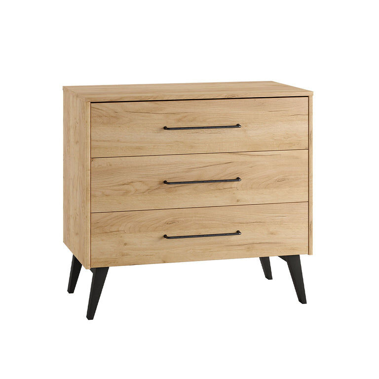 Cómoda pinio retro wood com 3 gavetas