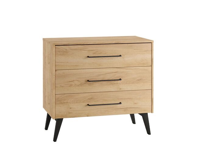 Cómoda pinio retro wood com 3 gavetas