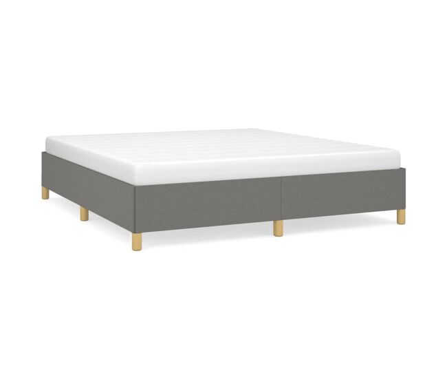 Estrutura de cama de casal moderno com molas 160x200 cm tecido cinzento-escuro