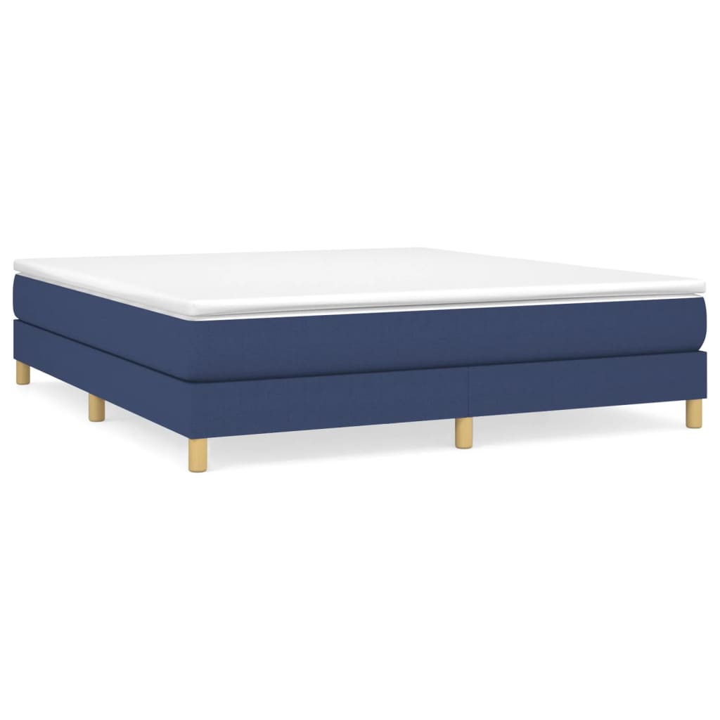 Estrutura de cama de casal moderno com molas 180x200 cm tecido azul