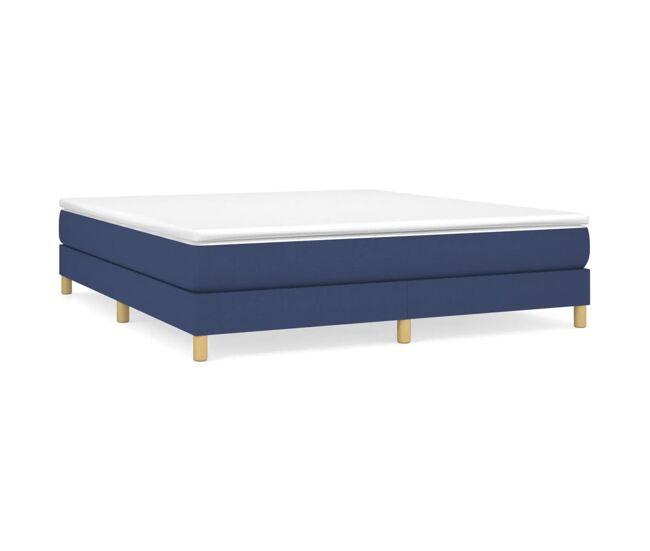 Estrutura de cama de casal moderno com molas 180x200 cm tecido azul