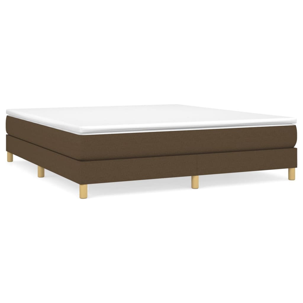 Estrutura de cama de casal moderno com molas 160x200 cm tecido castanho-escuro