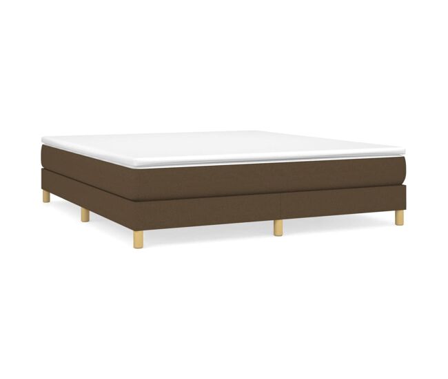 Estrutura de cama de casal moderno com molas 160x200 cm tecido castanho-escuro