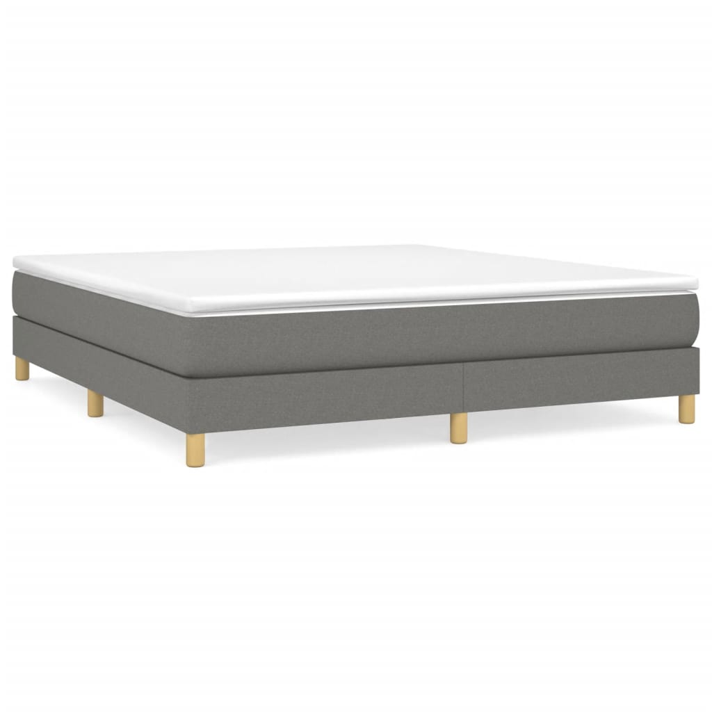 Estrutura de cama de casal moderno com molas 160x200 cm tecido cinzento-escuro