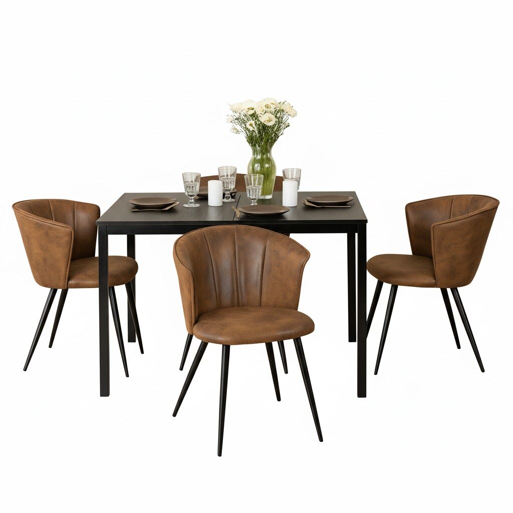 MEUBLES COSY Mesa Jantar Extensível com 4 Cadeiras
