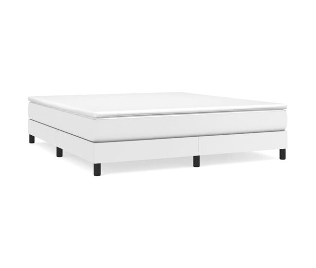 Estrutura de cama de casal moderno com molas 180x200cm couro artificial branco
