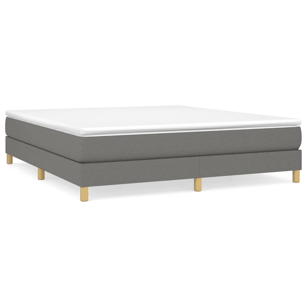 Estrutura de cama de casal moderno com molas 180x200 cm tecido cinzento-escuro