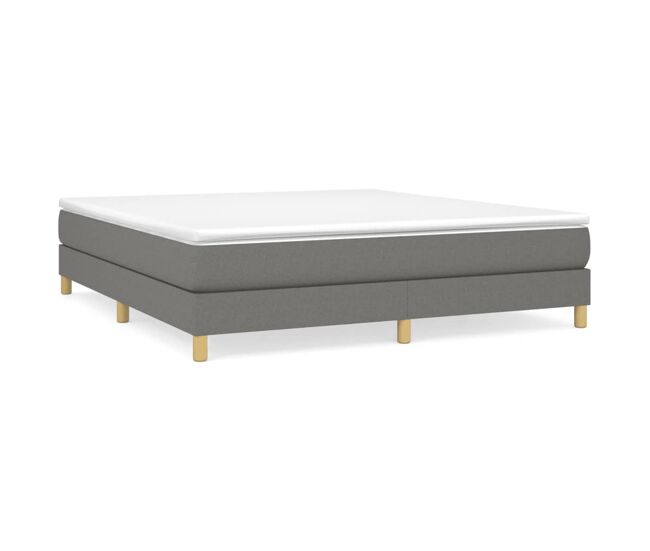Estrutura de cama de casal moderno com molas 180x200 cm tecido cinzento-escuro
