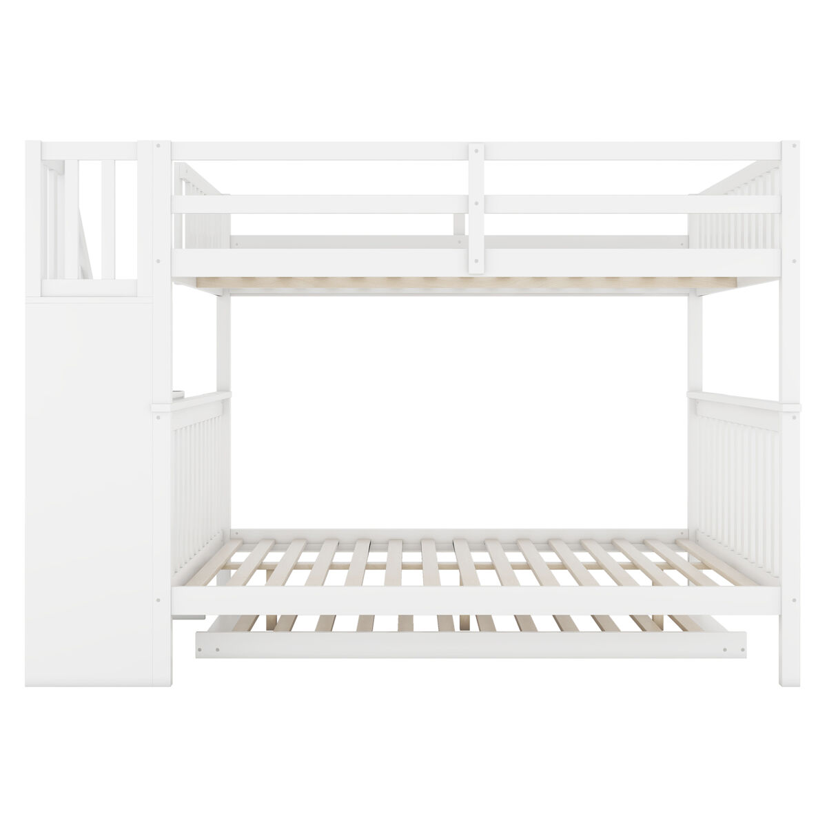 Beliche 140x200cm em madeira de pinho - com 2 gavetas e cama com gavetão - branco