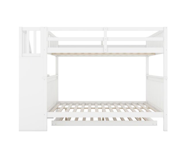 Beliche 140x200cm em madeira de pinho - com 2 gavetas e cama com gavetão - branco