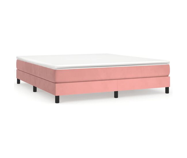 Estrutura de cama de casal moderno com molas 160x200 cm veludo rosa
