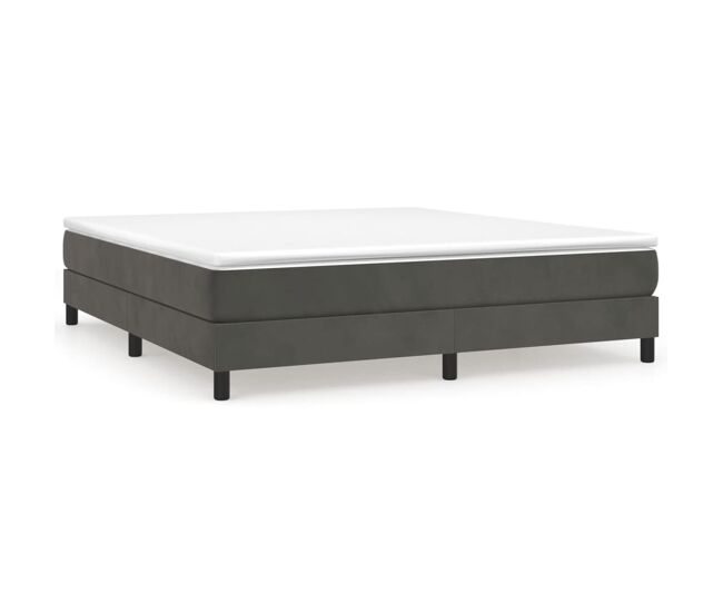 Estrutura de cama de casal moderno com molas 160x200 cm veludo cinzento-escuro