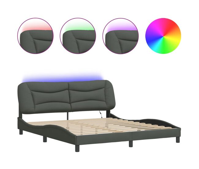 Estrutura de cama de casal moderno com led - 180x200 cm tecido