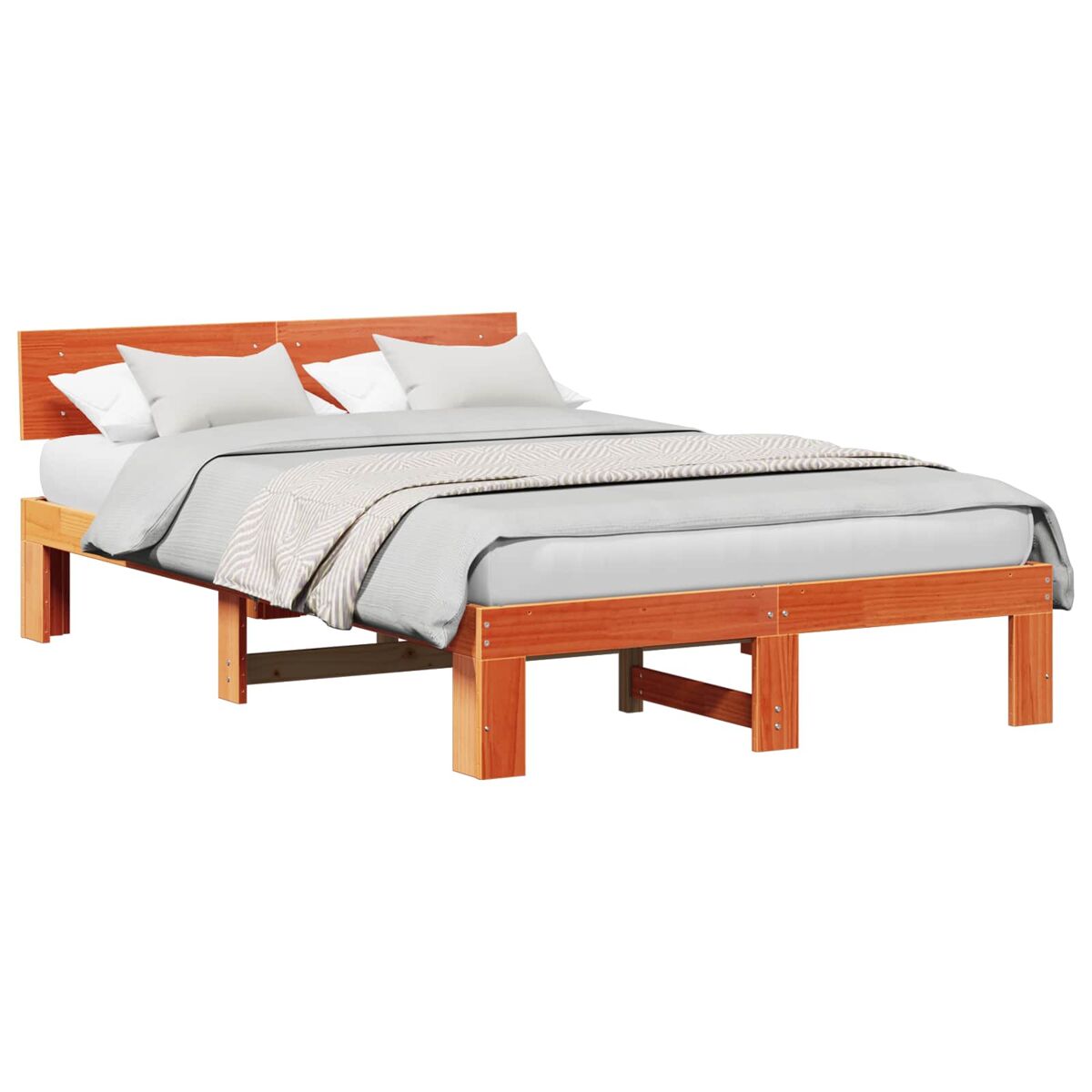 Estrutura de cama de casal simple com cabeceira - marrom cera 120 x 190 cm