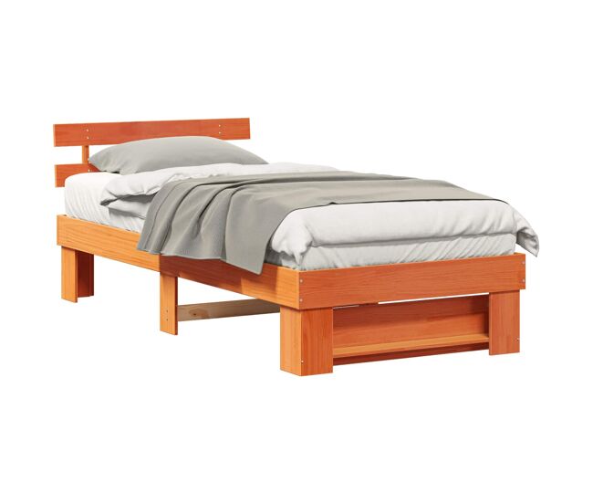 Estrutura de cama de solteiro moderno com cabeceira - marrom cera 75 x 190 cm