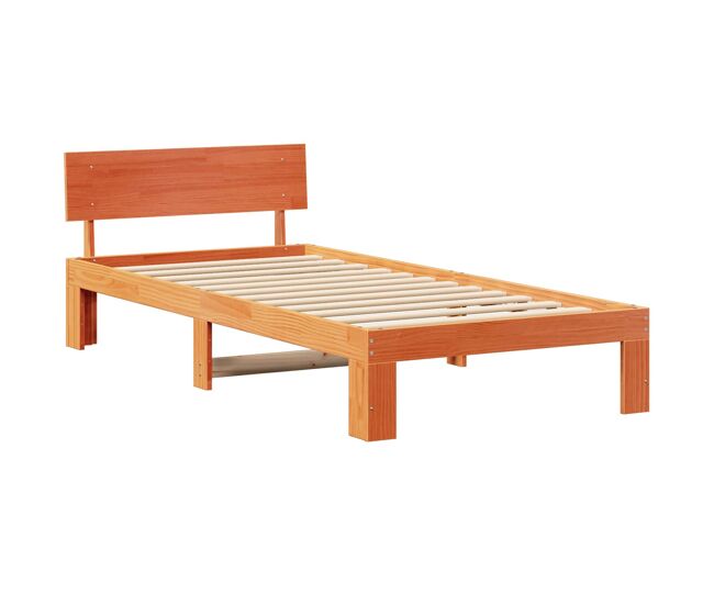 Estrutura de cama de solteiro moderno com cabeceira - marrom cera 90 x 200 cm