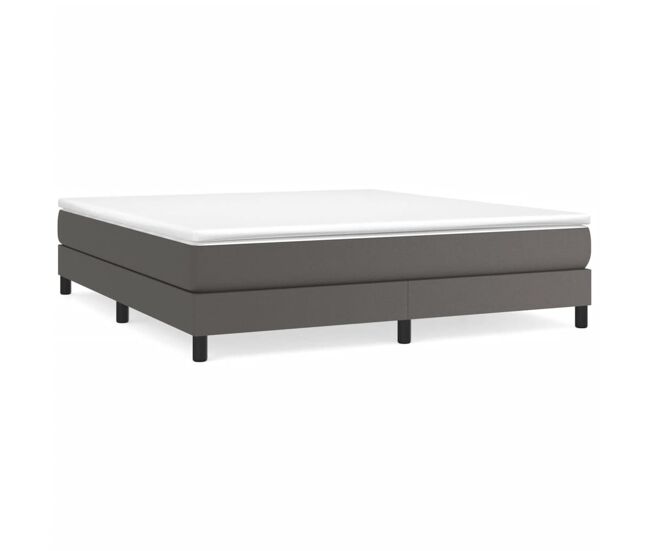 Estrutura de cama de casal moderno com molas 180x200 cm couro artificial cinzento