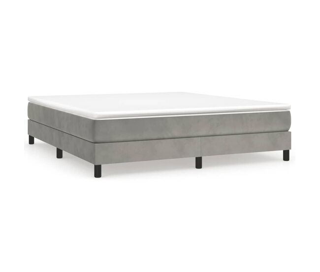 Estrutura de cama de casal moderno com molas 160x200 cm veludo cinzento-claro