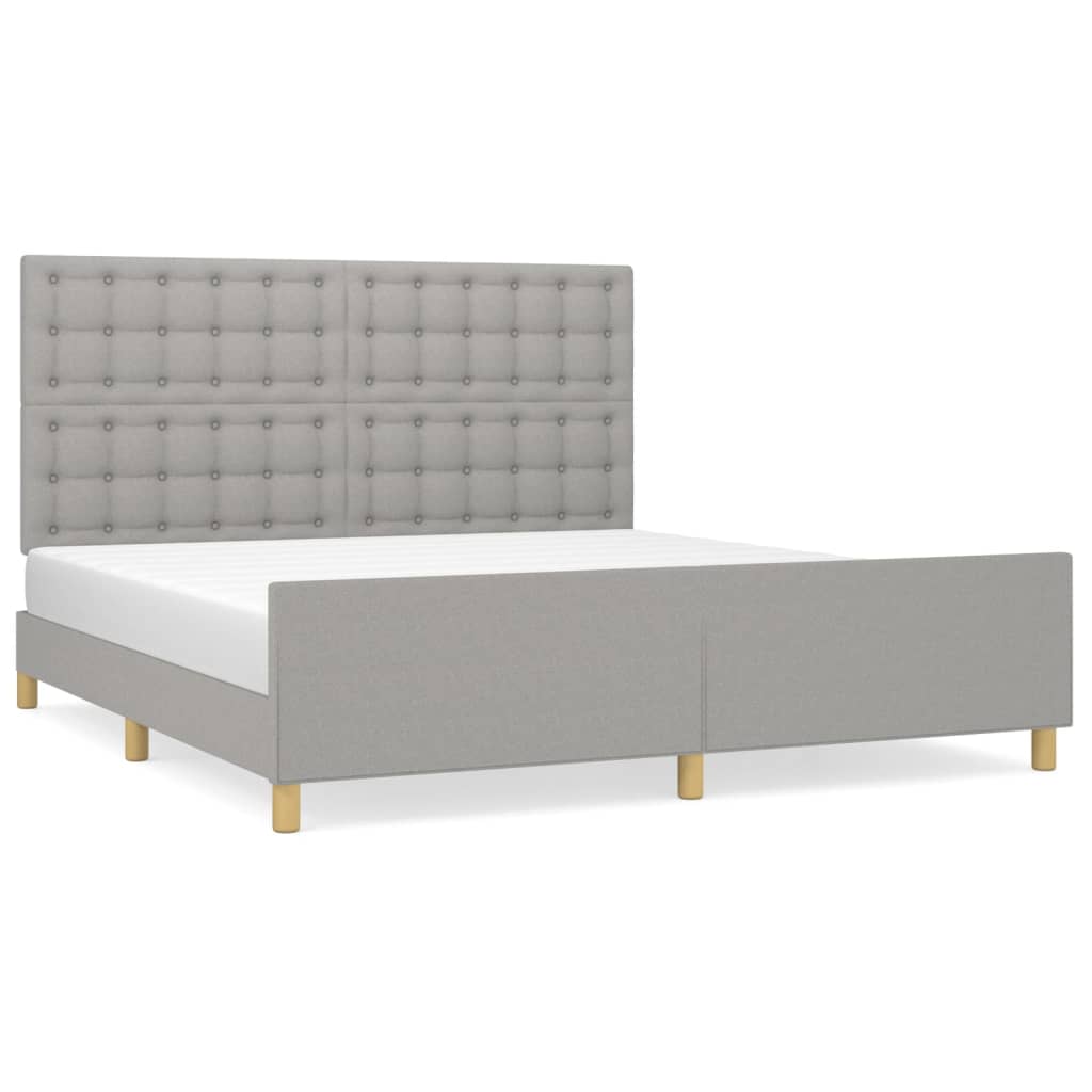 Estrutura de cama de casal - 180x200 cm tecido cinzento-claro