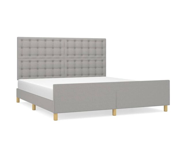 Estrutura de cama de casal - 180x200 cm tecido cinzento-claro