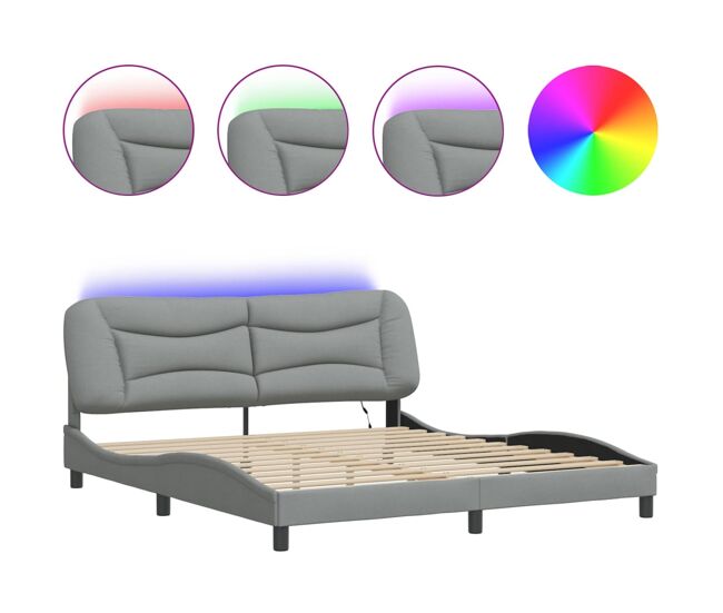 Estrutura de cama de casal moderno com led - 180x200 cm tecido