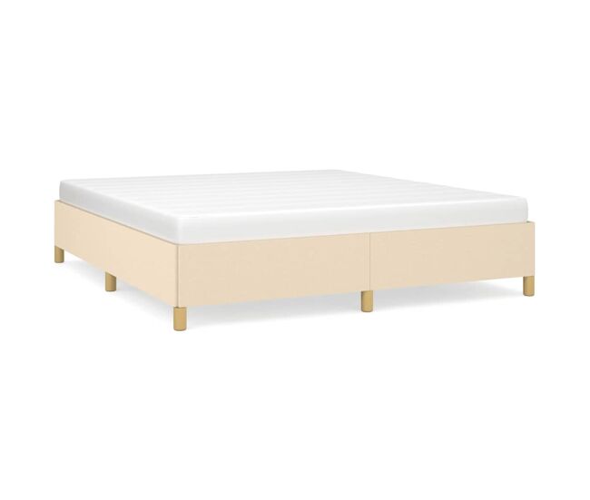 Estrutura de cama de casal moderno com molas 160x200 cm tecido cor creme