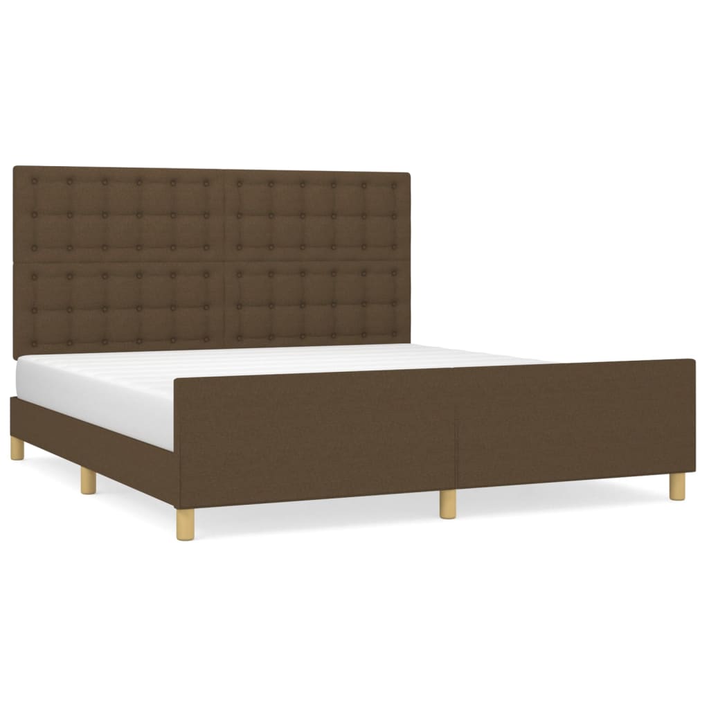 Estrutura de cama de casal moderno 180x200 cm tecido castanho-escuro