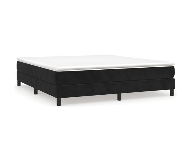 Estrutura de cama de casal moderno com molas 160x200 cm veludo preto
