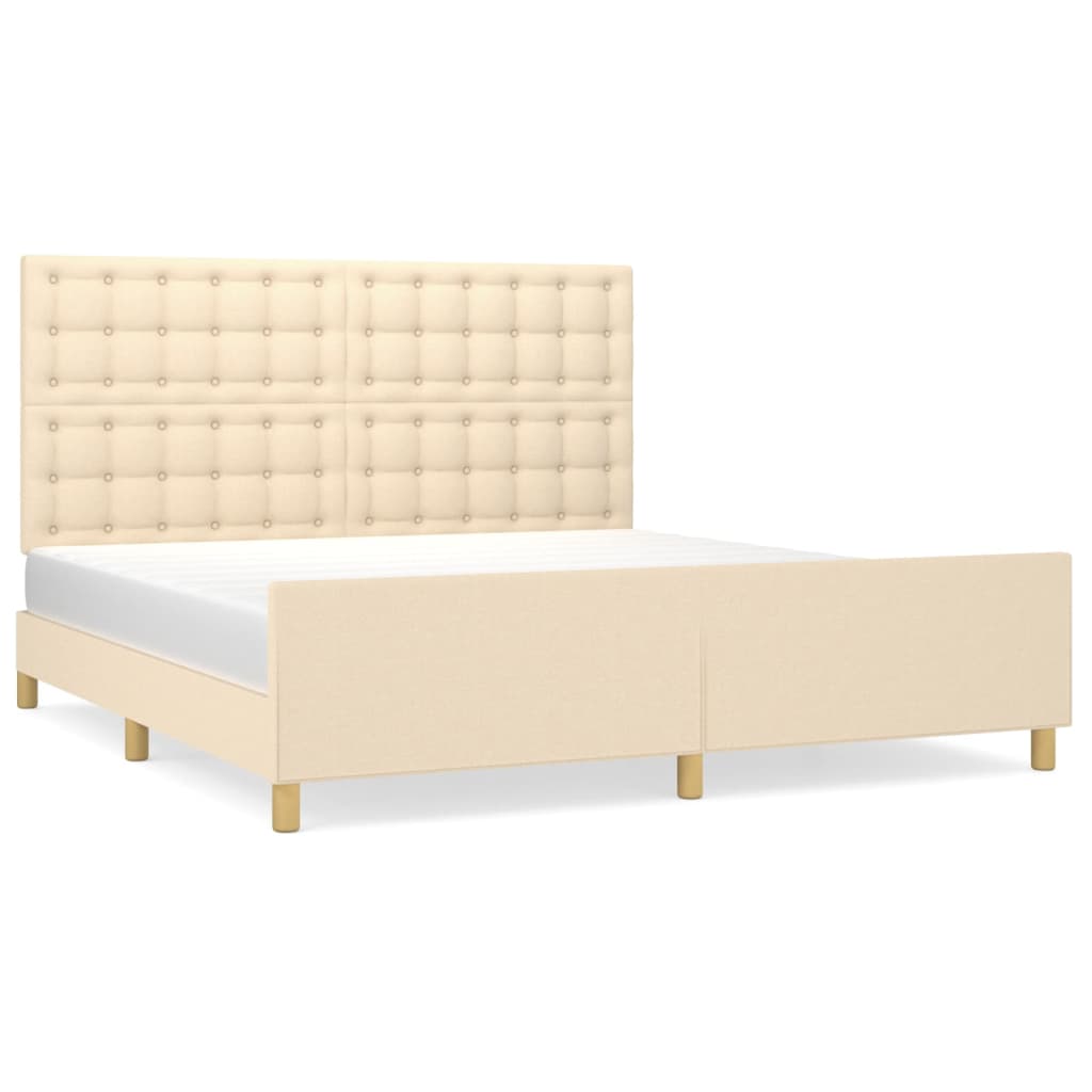 Estrutura de cama de casal moderno em tecido cor creme 180x200 cm