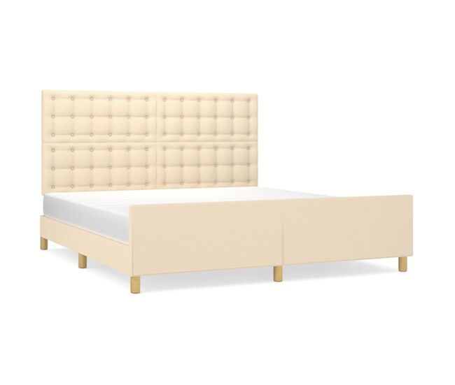 Estrutura de cama de casal moderno em tecido cor creme 180x200 cm