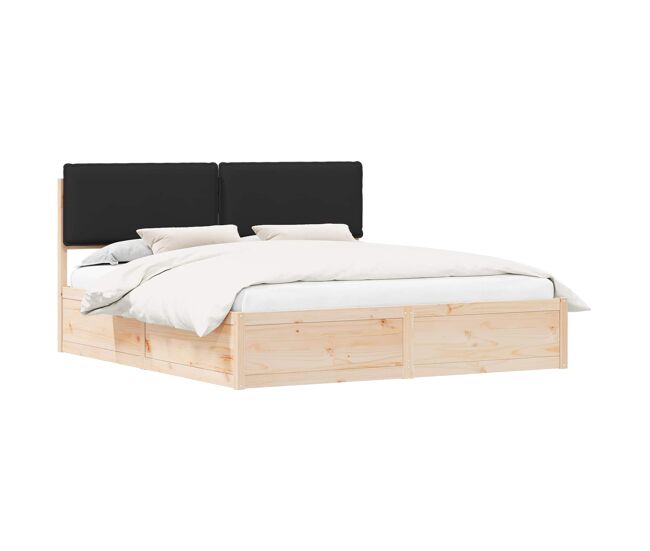 Estrutura de cama de casal moderno com cabeceira estofada preto 180 x 200 cm