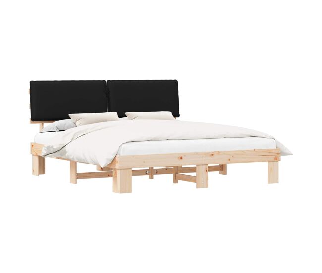 Estrutura de cama de casal moderno com cabeceira estofada preto 180 x 200 cm