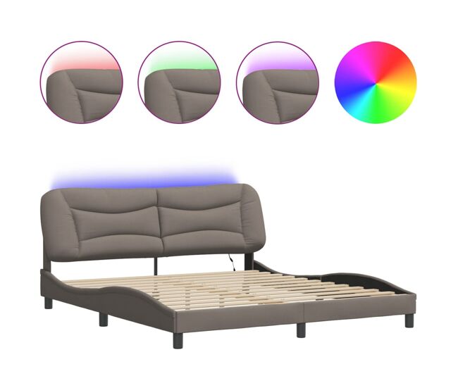 Estrutura de cama de casal moderno com led - 180x200 cm tecido