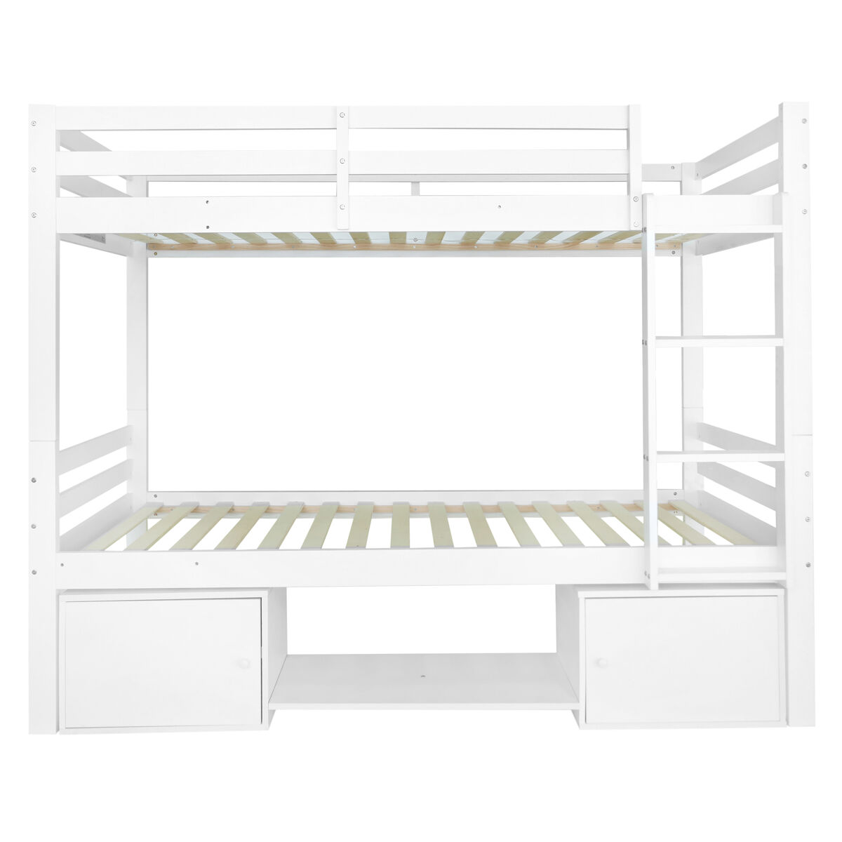 Beliche em pinho maciço 90x200 cm com móvel de arrumação e sapateira - pode ser dividido em 2 camas individuais - branco