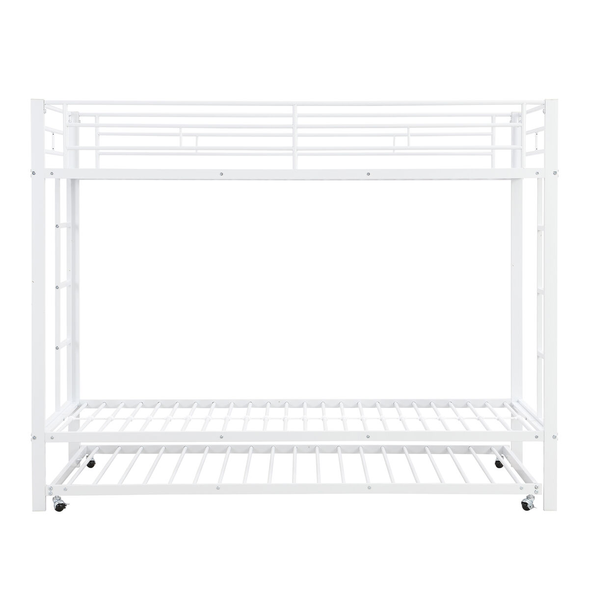 Beliche de metal 90x200 cm - com cama com rodízios 90x190 cm - blanc