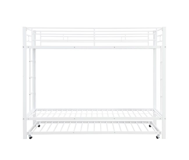 Beliche de metal 90x200 cm - com cama com rodízios 90x190 cm - blanc