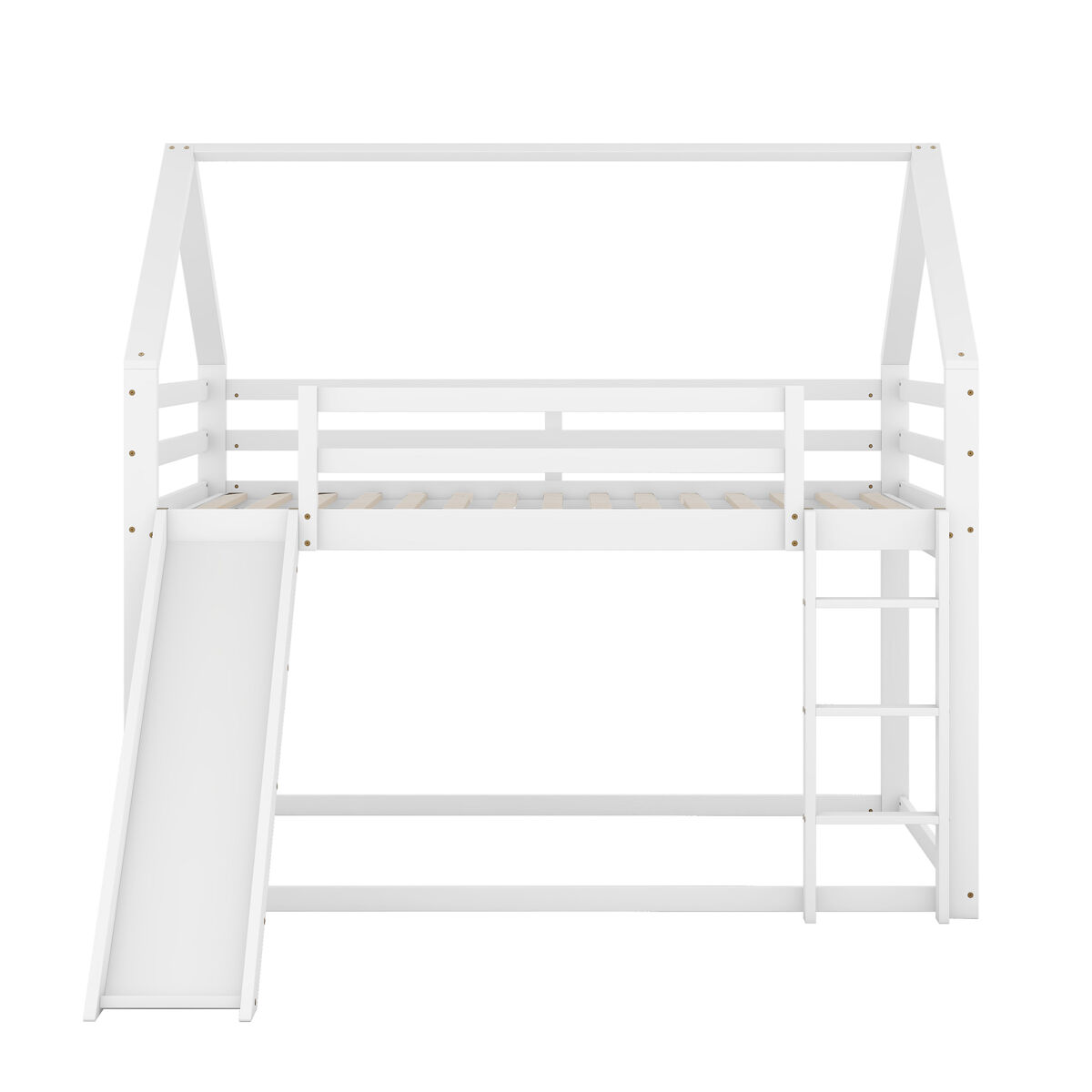 Beliche com escorrega e escada - 140x200 cm - estrutura em pinho maciço - branco