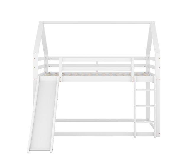 Beliche com escorrega e escada - 140x200 cm - estrutura em pinho maciço - branco
