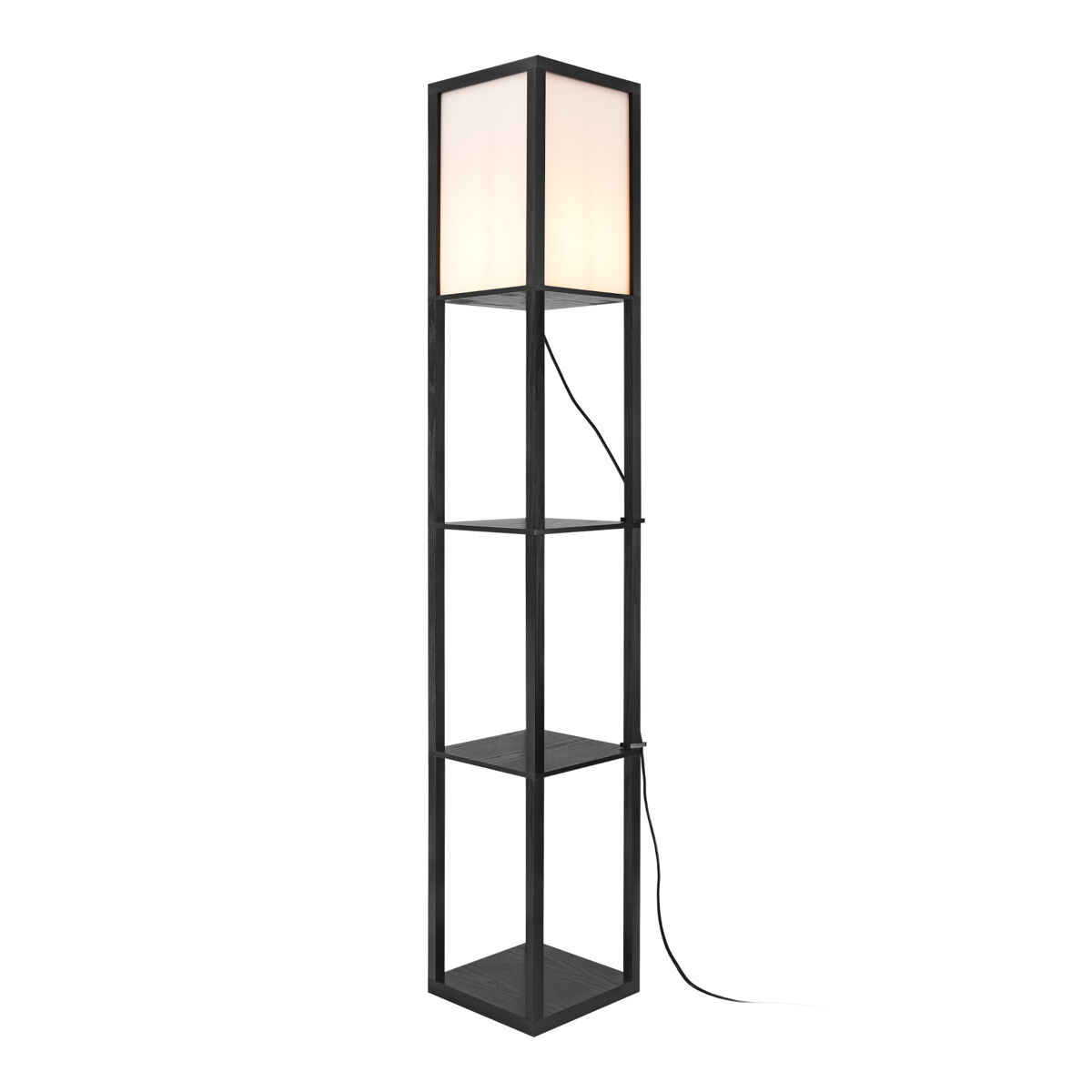 Candeeiro de pé stapleford 3 prateleiras 1xe27 60w madeira plástico 160 x 26 x 26 cm preto / branco[lux.pro]