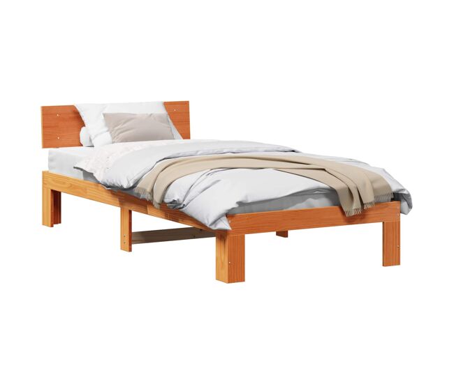 Estrutura de cama de solteiro para adultos com cabeceira - marrom cera 100 x 200 cm