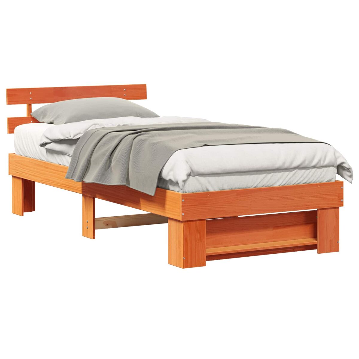 Estrutura de cama de solteiro para adultos com cabeceira - marrom cera 100 x 200 cm