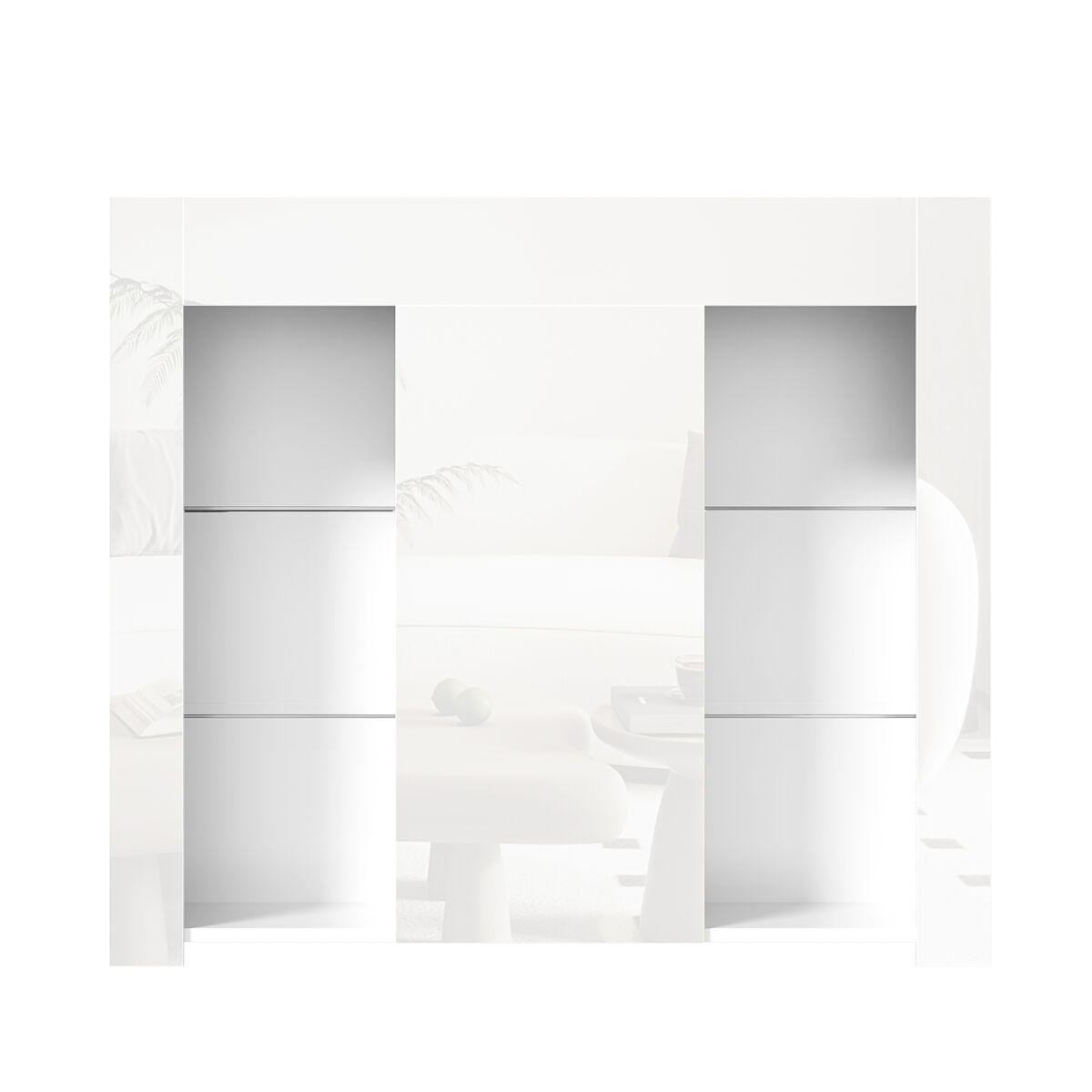 Aparador moderno blanc 95x35x83 cm - confrontamento brilhante, étagères de vidro e porta - blanc