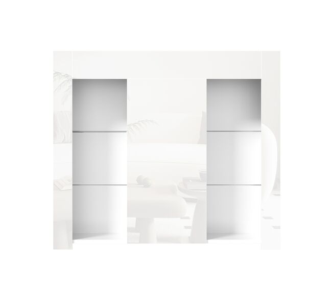 Aparador moderno blanc 95x35x83 cm - confrontamento brilhante, étagères de vidro e porta - blanc