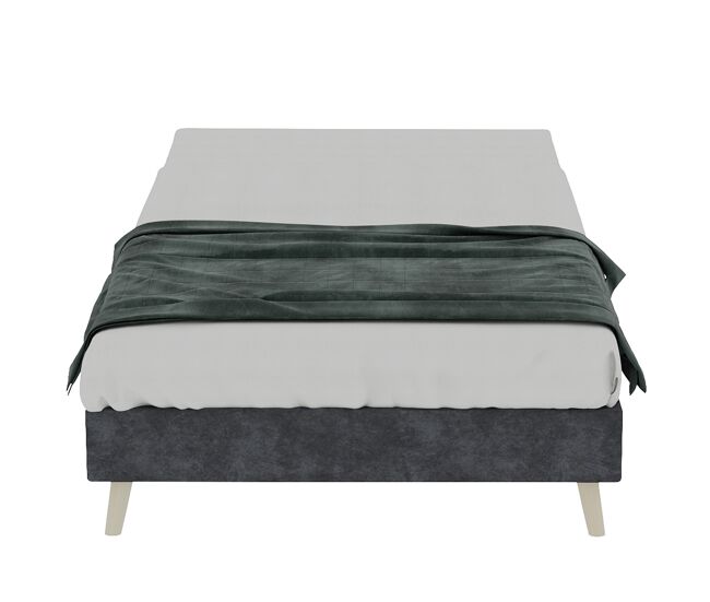 Cama moderna minimalista 90x200 - base baixa, estilo moderno - cinza