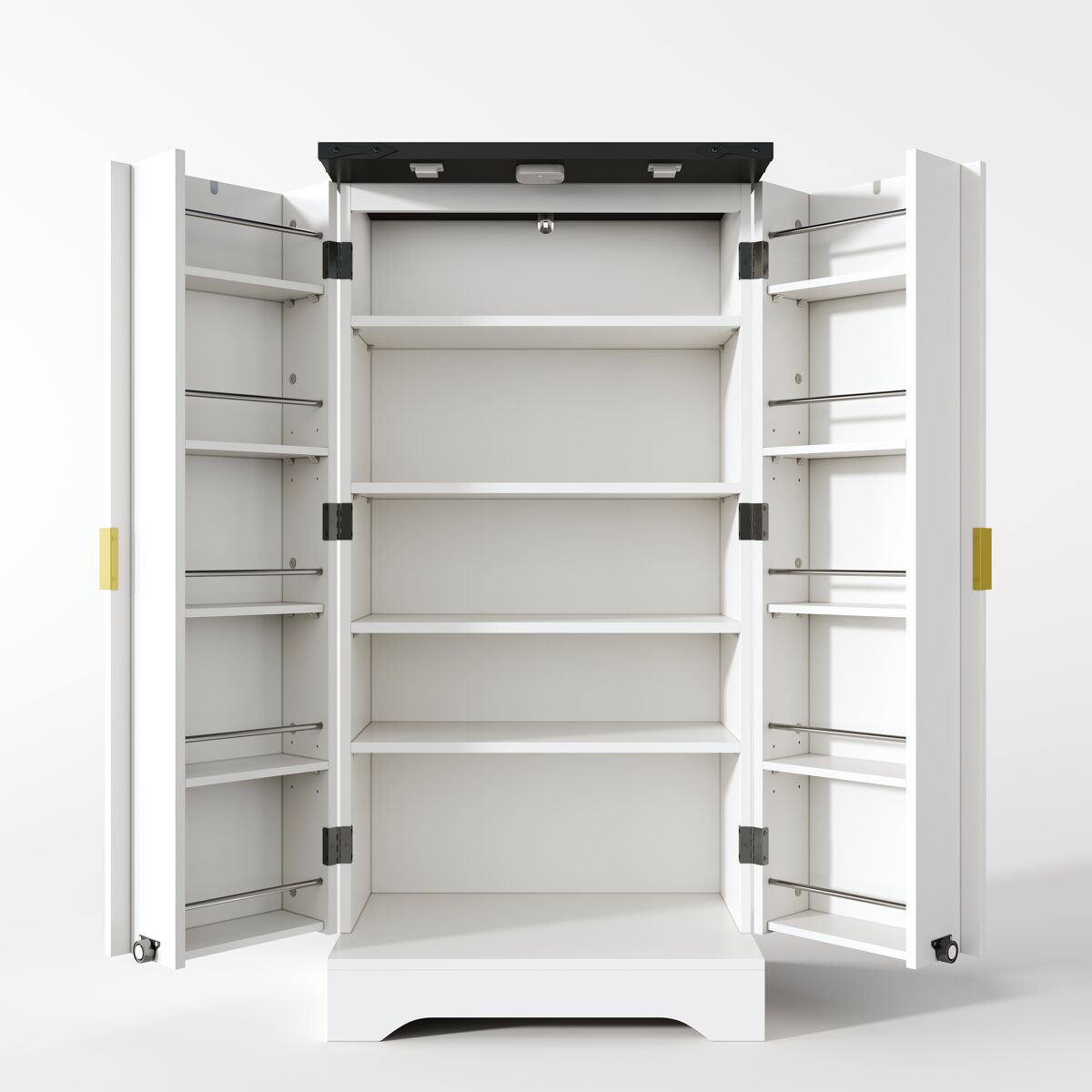 Aparador 120x60,5x40 cm - com luz led, prateleiras ajustáveis, design moderno - branco