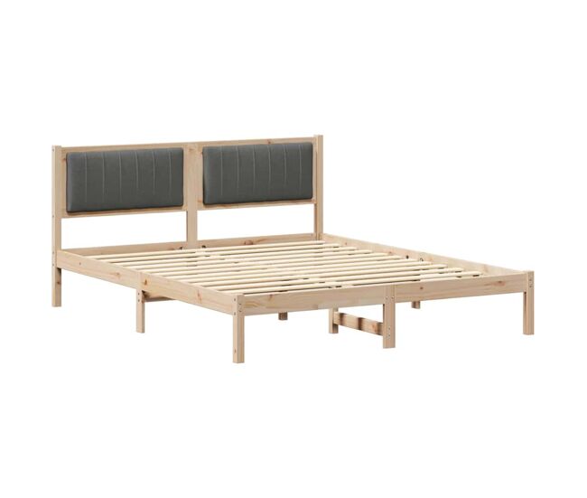 Estrutura de cama de casal moderno com cabeceira estofada cinza escuro